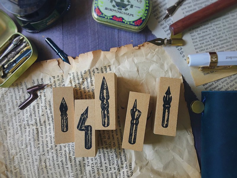 WLEKD印章组 - 复古笔尖五入组 - 印章/印台 - 木头 咖啡色