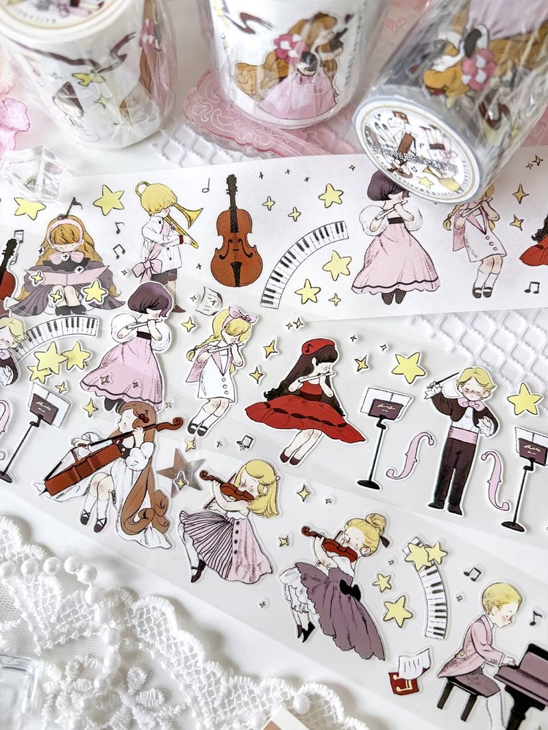 白晝交響曲 ひるまの 音楽あそび PET 和紙膠帶 (kiss-cut) - 纸胶带 - 其他材质 多色