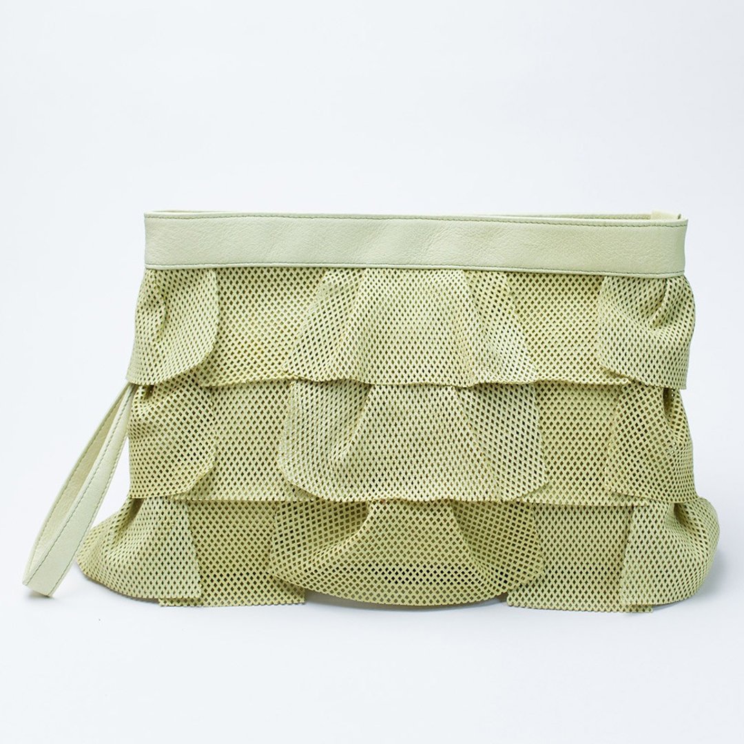 Scale Clutch Shoulder Yellow ★ Pig Leather Bag with Shoulder Tape - 侧背包/斜挎包 - 真皮 黄色