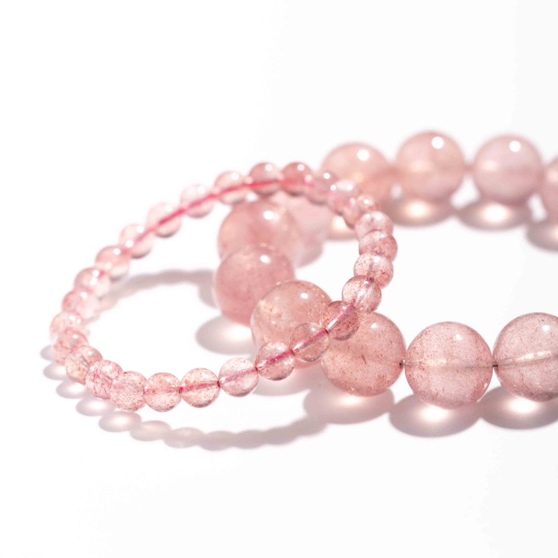 浅粉草莓晶手链 | 天然水晶礼物手链 - 手链/手环 - 水晶 粉红色