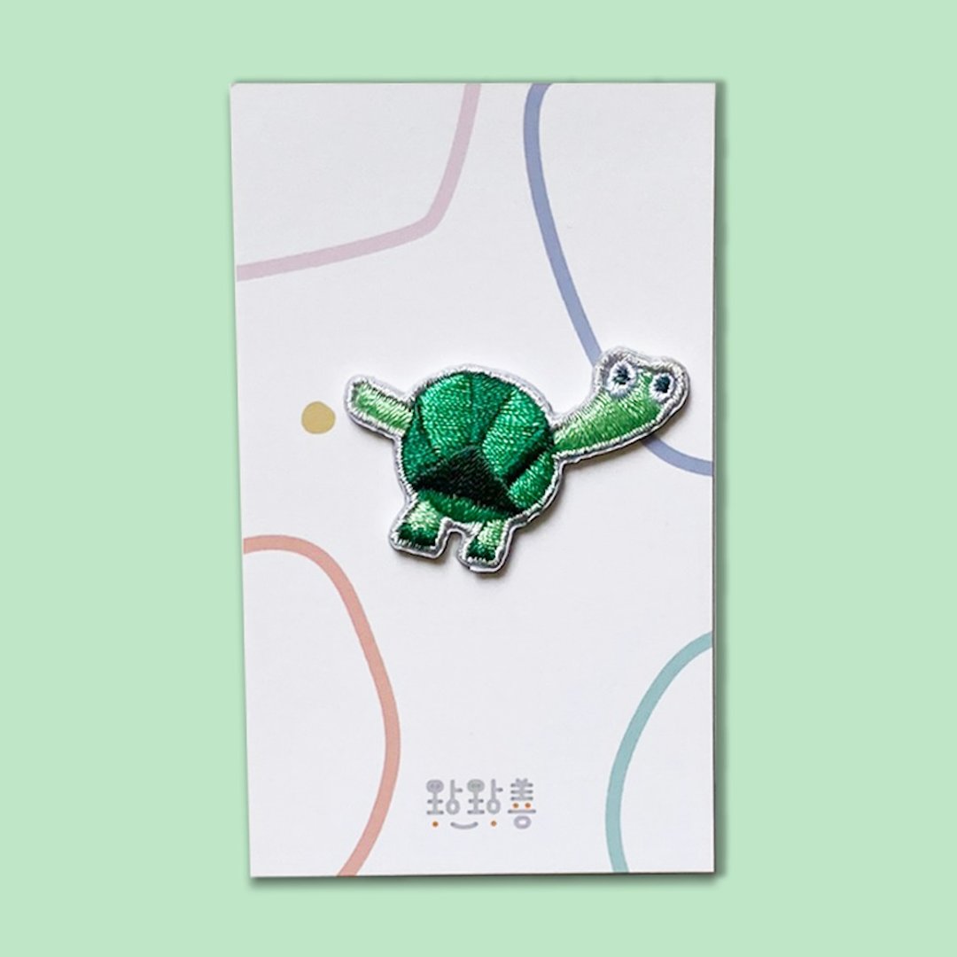 童趣刺绣贴 龟零膏 - 徽章/别针 - 绣线 绿色
