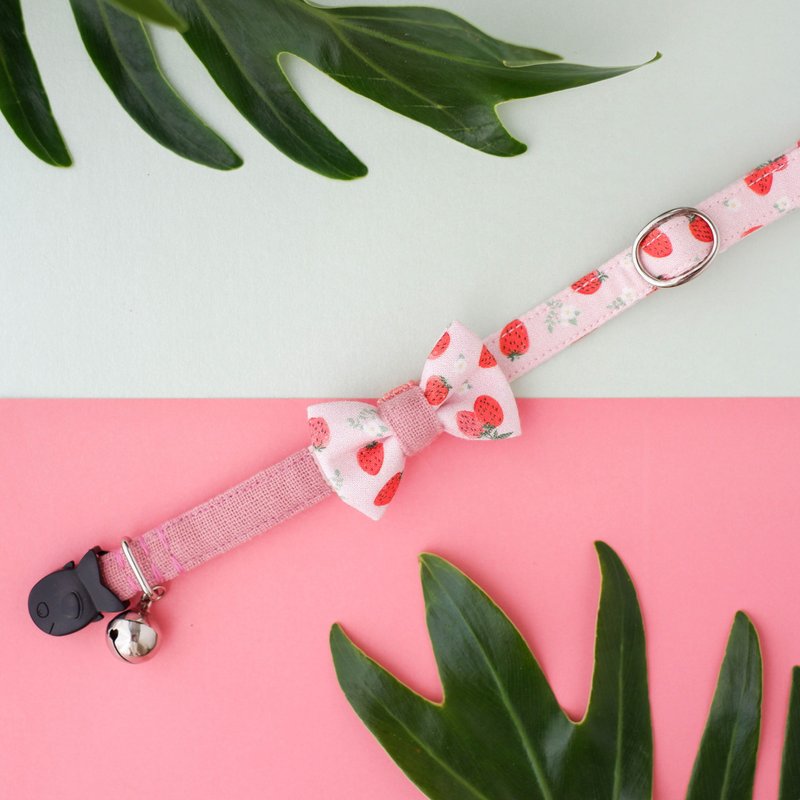 Tropicana - Two-tone, Strawberry : Adult Personalized Breakaway Cat Collar - 项圈/牵绳 - 其他材质 粉红色