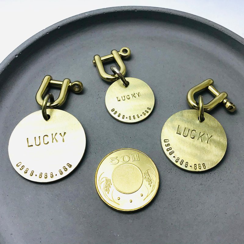 黄铜手工打字宠物牌【NPB01002】猫.狗牌.宠物.钥匙圈.项圈.吊牌 - 项圈/牵绳 - 铜/黄铜 金色