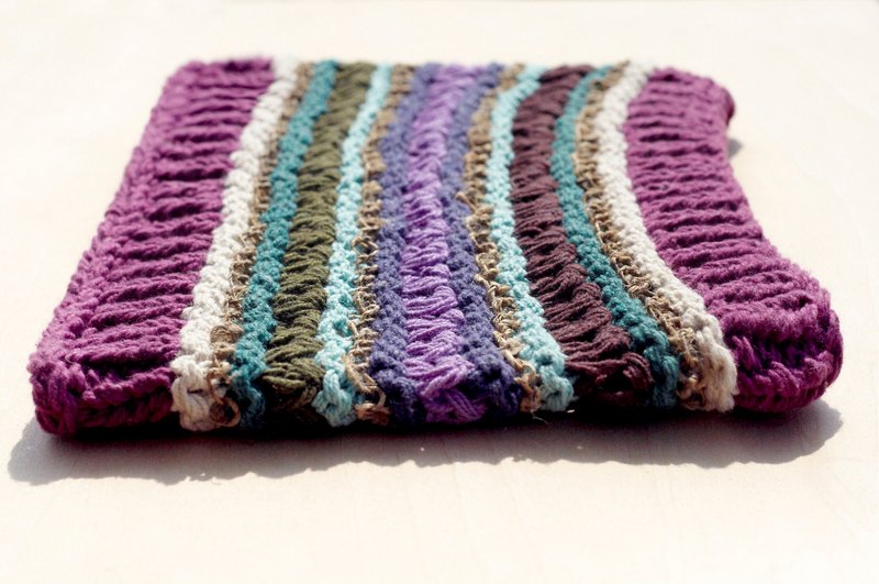 情人节 手工棉线编织发带 / 编织缤纷发带 发饰 - 紫色条纹图案 ( 手工限量一件 ) - 发饰 - 棉．麻 多色