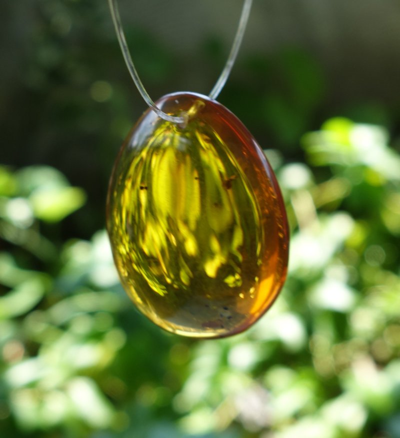 天然琥珀 Amber 蜜蜡 缅甸金珀4.66克 原石 蓝珀 波罗的海 水滴型 - 项链 - 半宝石 金色