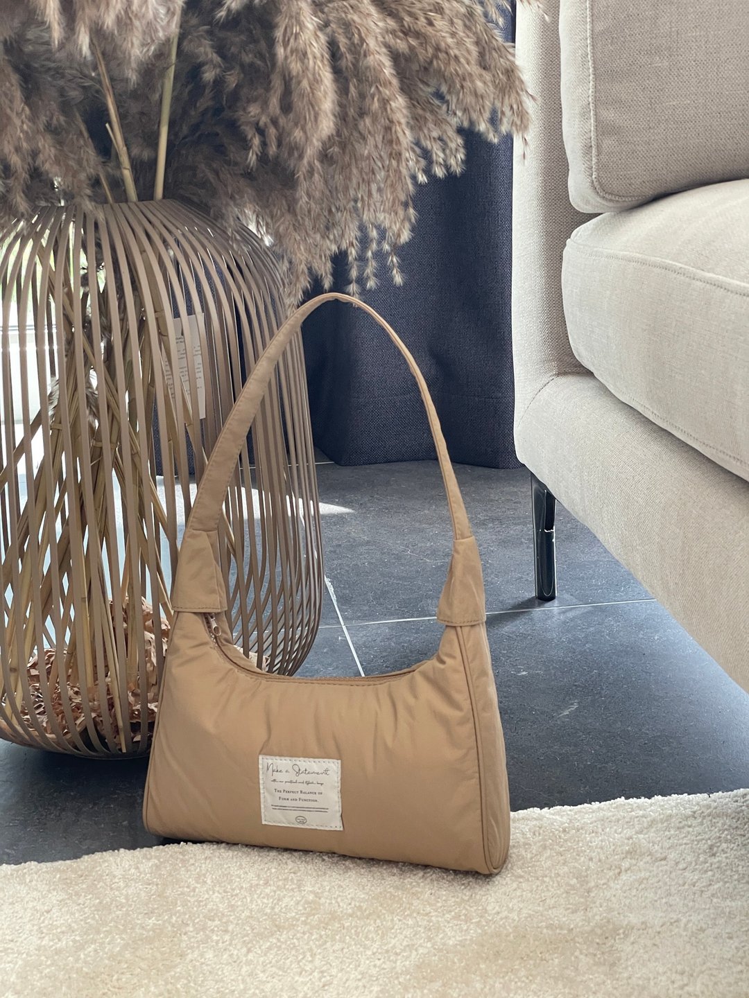 韩国 The Ally | JENA BAG | 米色 | 手袋 单肩包 - 手提包/手提袋 - 聚酯纤维 卡其色