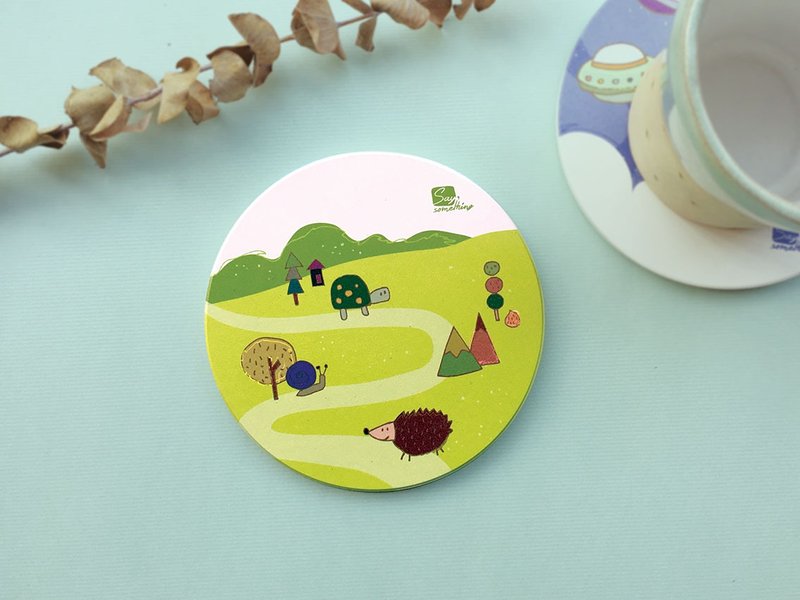 Happy together 手绘风森林动物陶瓷吸水杯垫 - 杯垫 - 陶 绿色