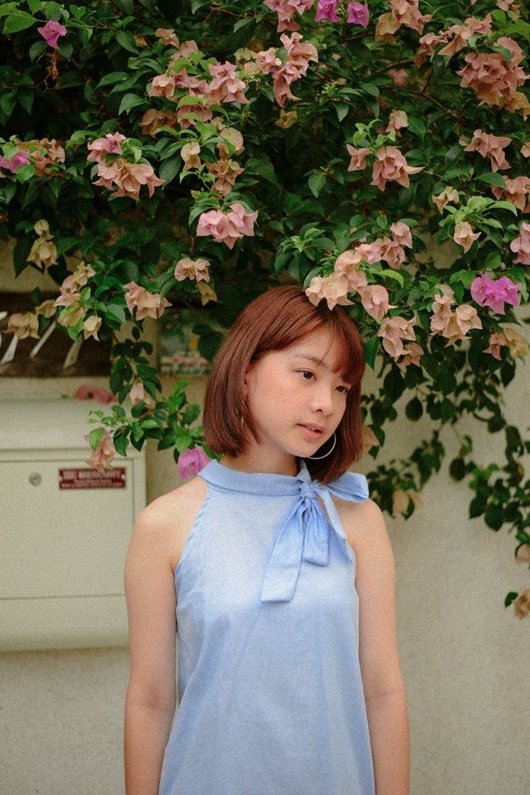 flower ribbon dress (Blue) - 女装上衣 - 棉．麻 蓝色