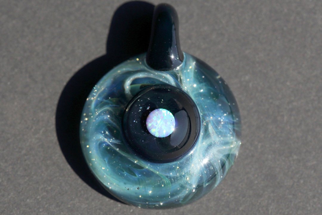 宇宙玻璃颈链吊坠 27mm no.948 - 颈链 - 玻璃 蓝色