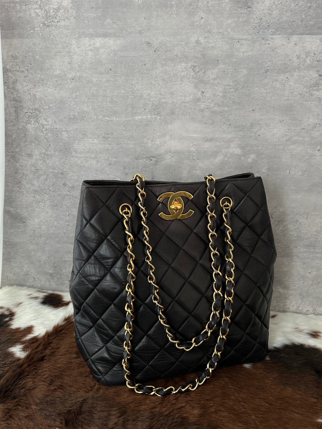 中古包 CHANEL 香奈儿 大CC羊皮肩背包 - 手提包/手提袋 - 真皮 黑色