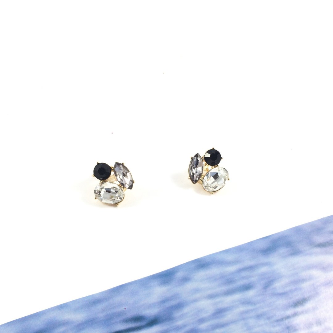 Vintage Sparkle Crystal Statement  Earrings - 耳环/耳夹 - 贵金属 金色