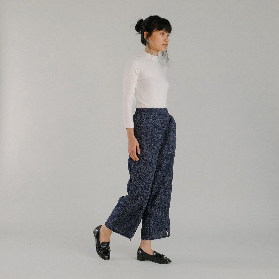 SLIT CULOTTES - 女装长裤 - 棉 蓝色