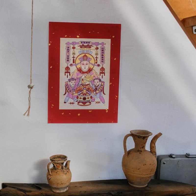 财神娘娘 2026 马年年画财母春节贴纸画像 春节礼物 - 海报/装饰画/版画 - 纸 红色