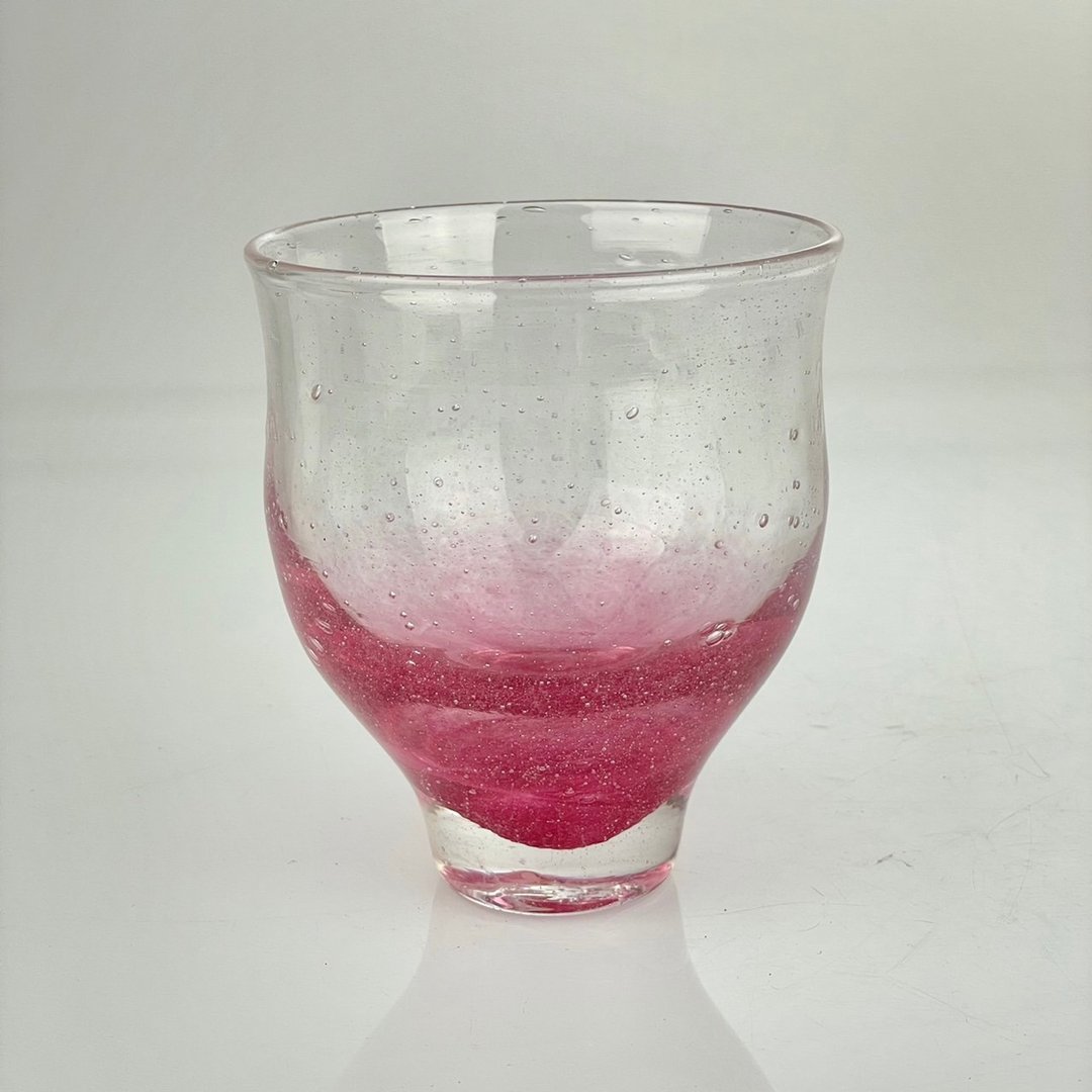 厚底曲线 敞口杯-粉 手作玻璃杯 纯手工吹制 - 玻璃杯 - 玻璃 粉红色