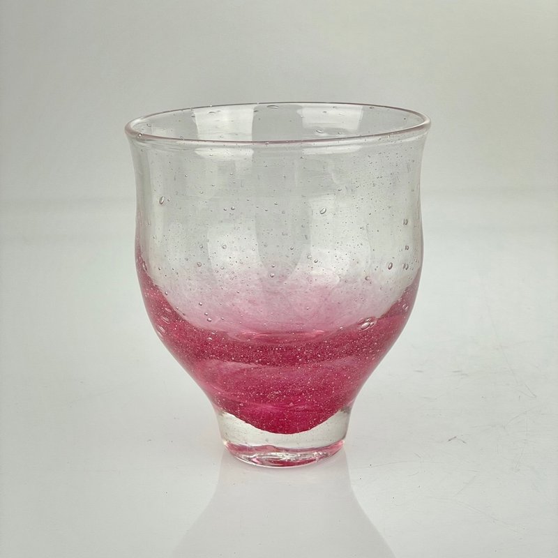 厚底曲线 敞口杯-粉 手作玻璃杯 纯手工吹制 - 玻璃杯 - 玻璃 粉红色