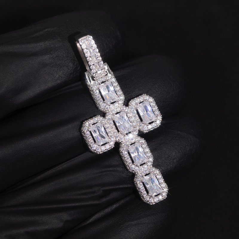 Wbj 冰糖方型十字架吊坠项链 - 项链 - 宝石 白色