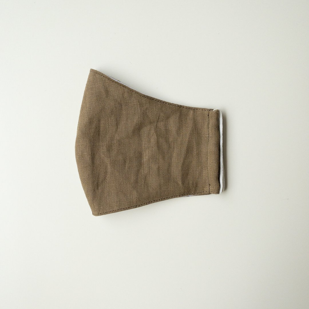Pine Bark Linen Linen Mask (with filter pocket) - 口罩 - 亚麻 咖啡色