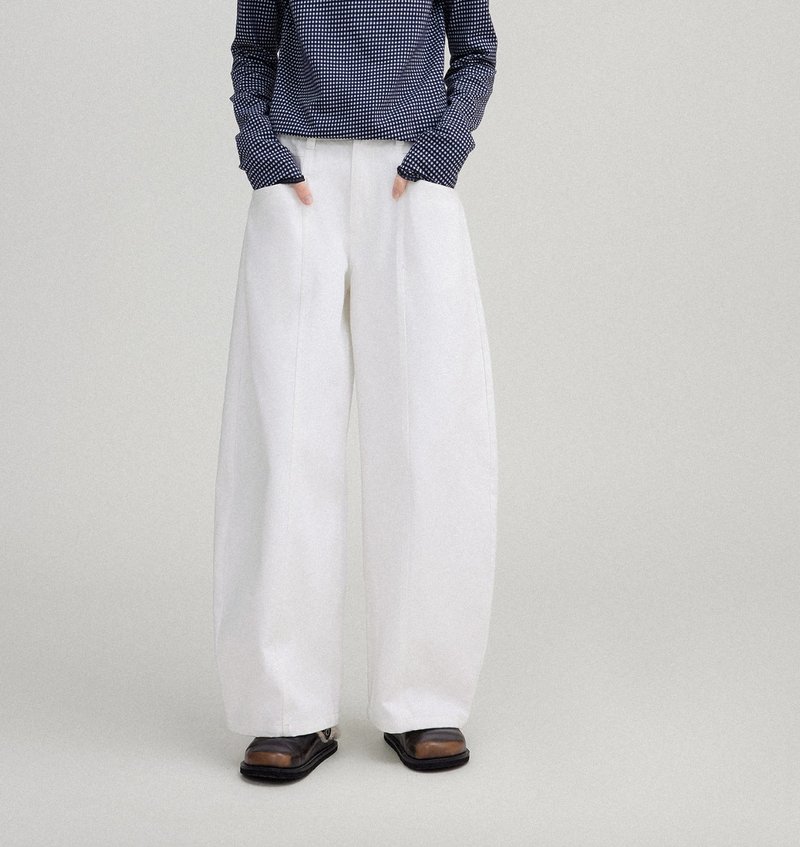 好版型 高腰弯刀寬鬆阔腿裤 - 女装长裤 - 其他材质 多色