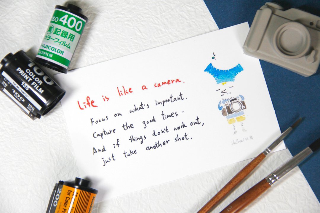 心灵 语录 摄影 明信片 Postcard - Life is like a camera - 卡片/明信片 - 纸 白色