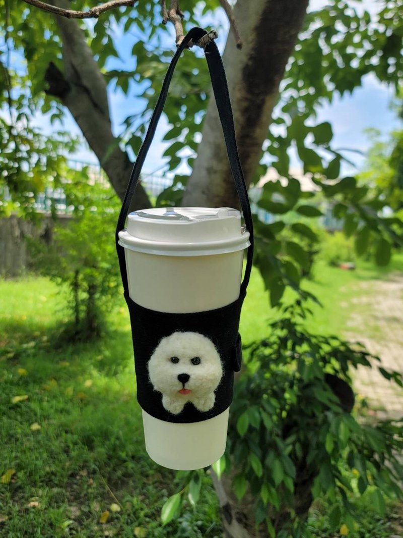 手工羊毛毡-比熊饮料袋 - 编织/刺绣/羊毛毡/裁缝 - 羊毛 