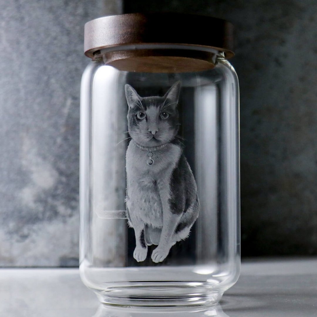 15cm【猫咪宠物骨灰罐】猫全身坐姿 定制毛小孩在天堂的家 - 订制抱枕/饰品 - 玻璃 透明