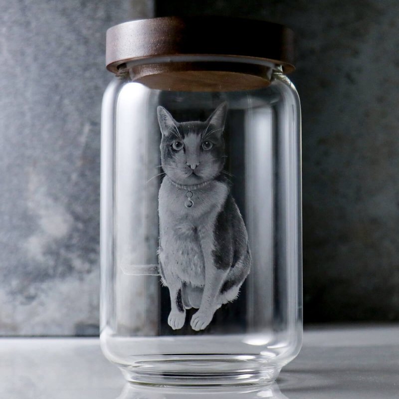 15cm【猫咪宠物骨灰罐】猫全身坐姿 定制毛小孩在天堂的家 - 订制抱枕/饰品 - 玻璃 透明