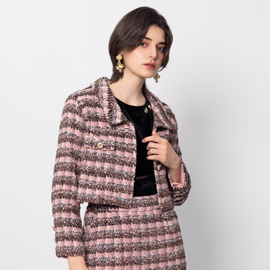 【MEDUSA】粉红 miu 系毛西装外套(M-XL) | 女小香风外套 - 女装西装外套/风衣 - 棉 粉红色