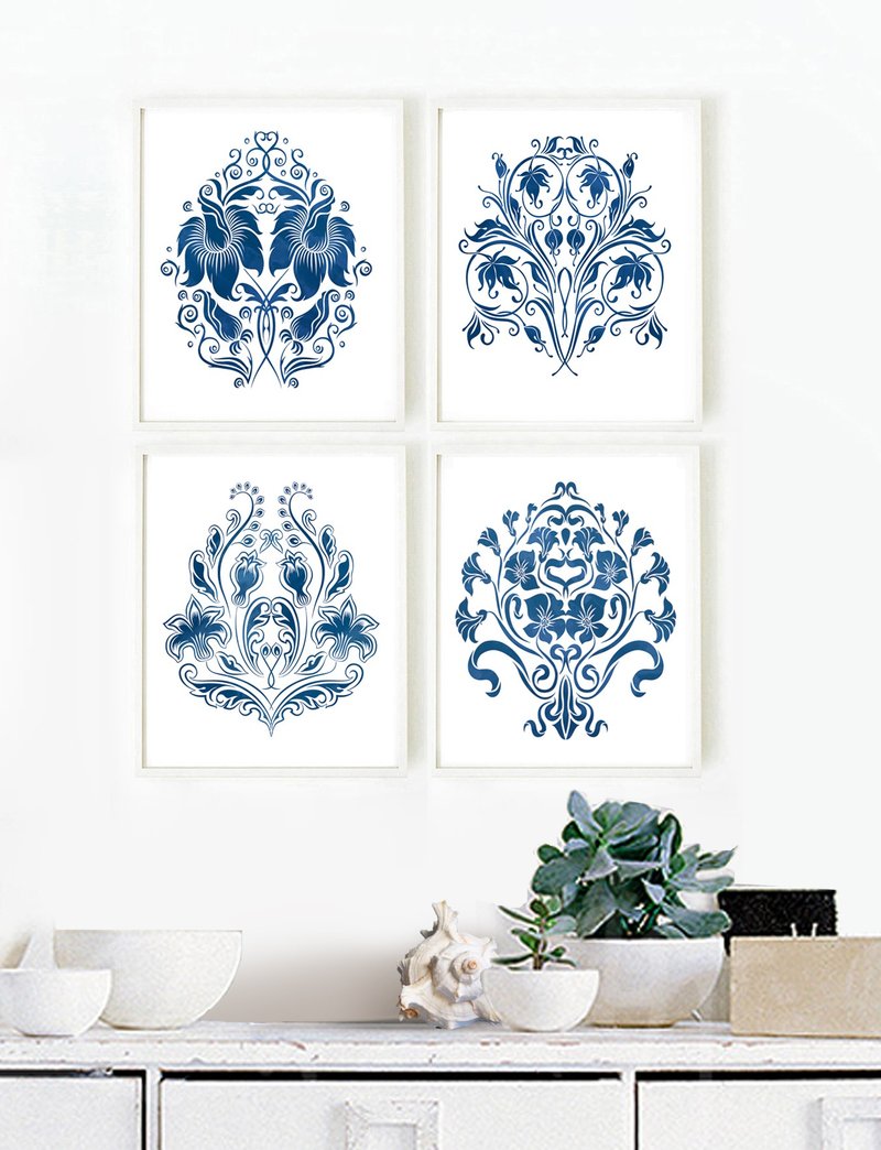 空间挂画-居家情景挂画-复制画4件组-玄关挂画/北欧风/布置/简约 - 海报/装饰画/版画 - 纸 