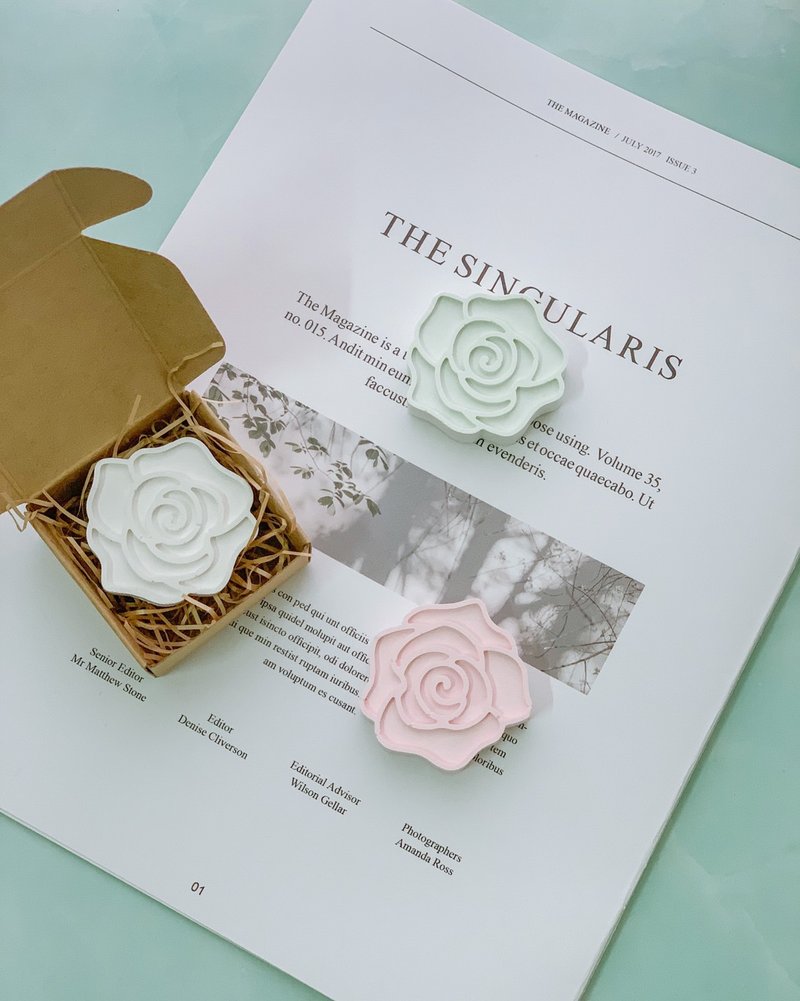 室内香氛造型扩香石- 优雅玫瑰扩香片 / 附强力磁铁 - 香薰/精油/线香 - 其他材质 