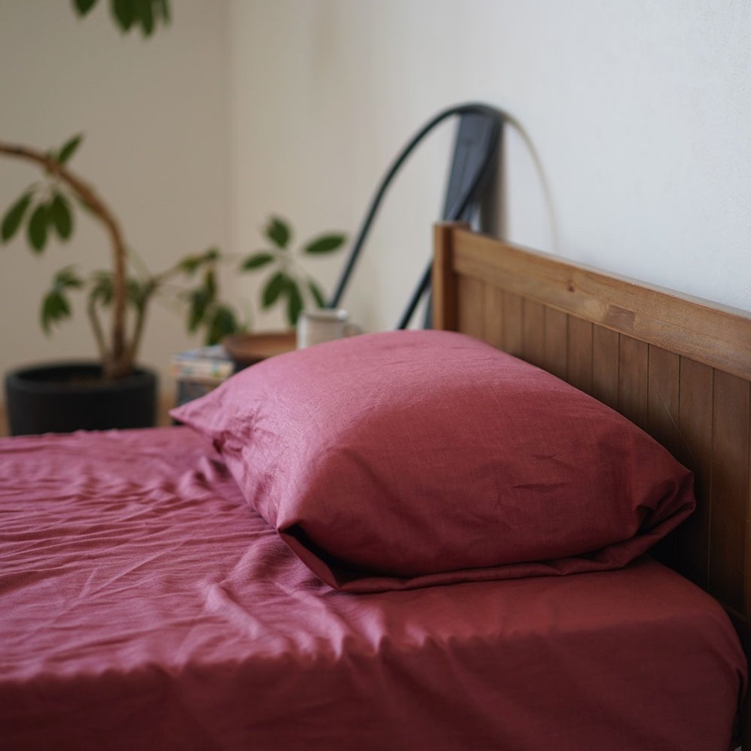wafu --Flax bedding Midweight Linen Pillow Case / Rose Pompadour r002a-rpr2 - 寝具 - 棉．麻 粉红色