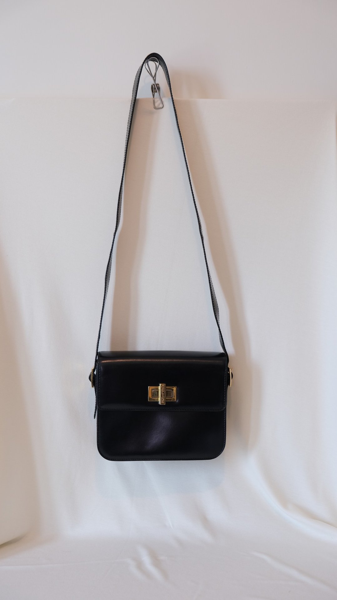 日本中古二手Vintage CELINE 3 WAYS 黑色十字扣侧背包 手袋 - 侧背包/斜挎包 - 真皮 黑色