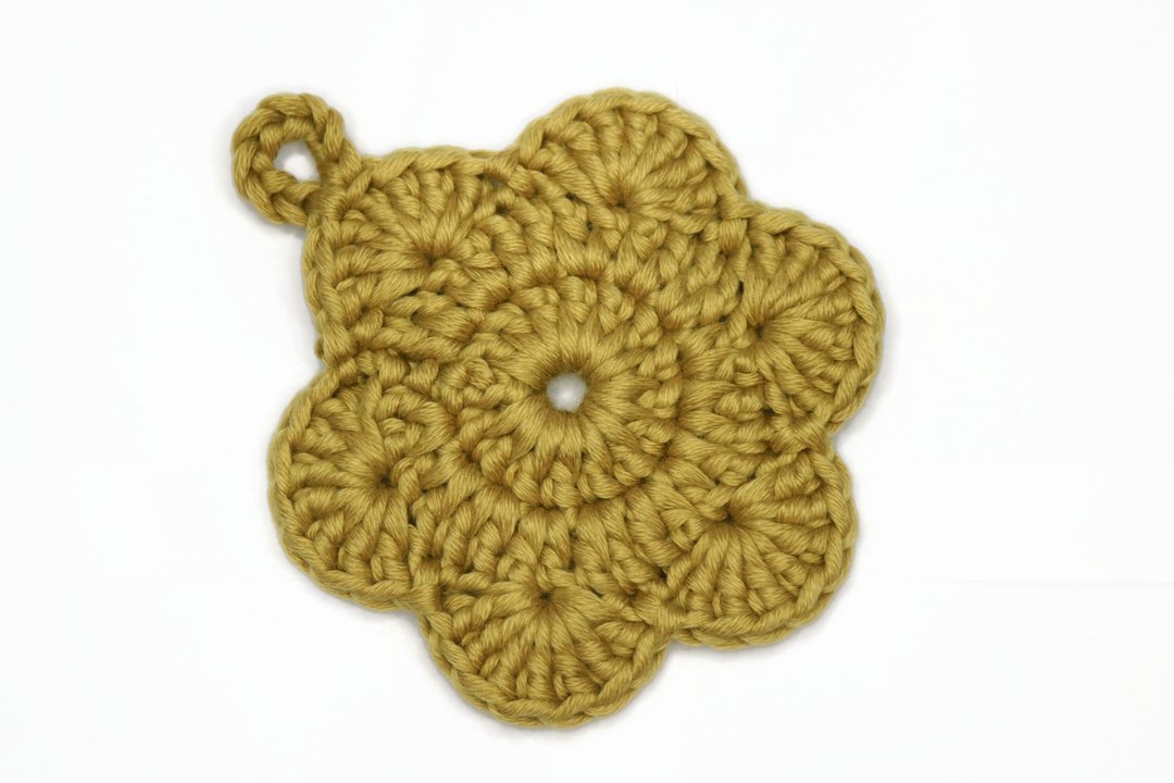 Flower Large Thick Cotton Cup Mug Crochet Coaster Mat - Golden Brown - 杯垫 - 棉 卡其色