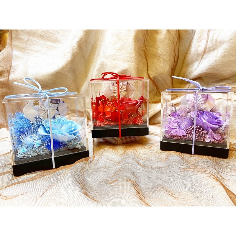 钻石爱心有钱花精品盒 - 干燥花/捧花 - 压克力 多色