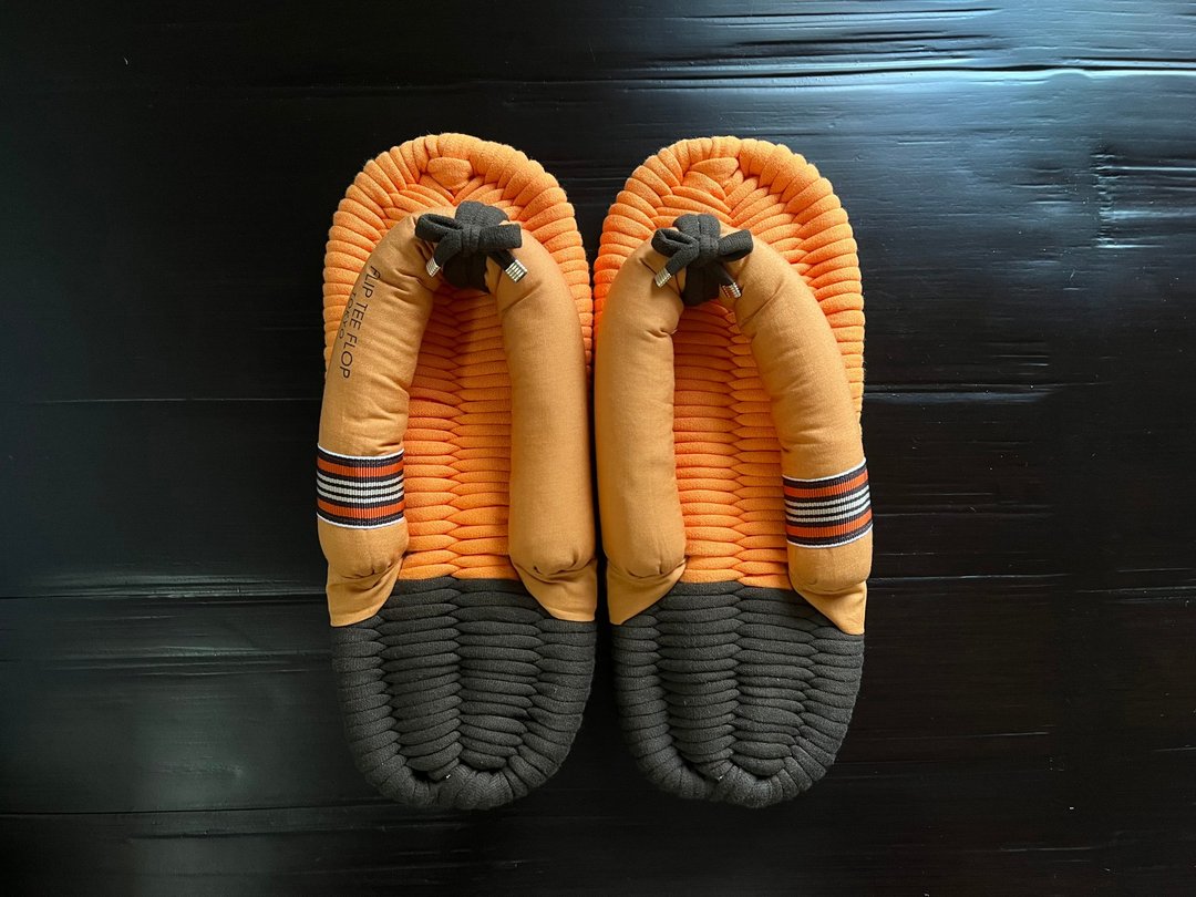【FLIP TEE FLOP】24cm 布拖鞋 运动风格 橘色【No.202】 - 室内拖鞋 - 棉 橘色