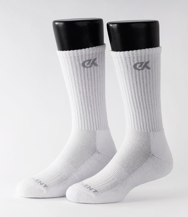 (5色)eXPONENT 玩色 E-Color 隐形气垫中筒袜-白灰 - 袜子 - 棉．麻 白色