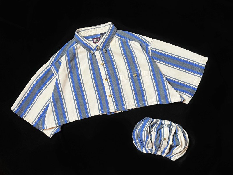 REGETHER 古着改制 短版衬衫 小可爱款-Faded Glory - 女装衬衫 - 棉．麻 蓝色