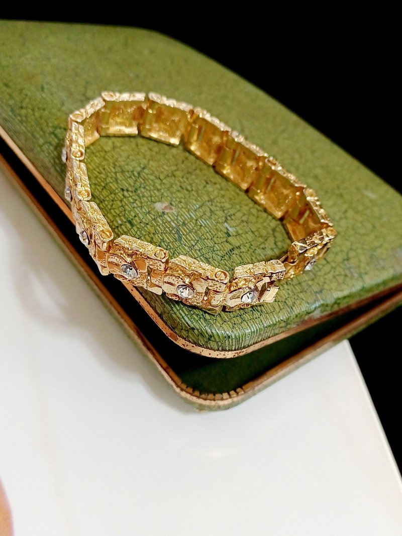 vintage jewelry   古典方形镶莱茵手链 - 手链/手环 - 其他金属 