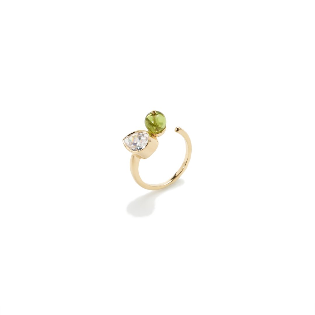 Fleur Peridot Ring - 戒指 - 纯银 金色