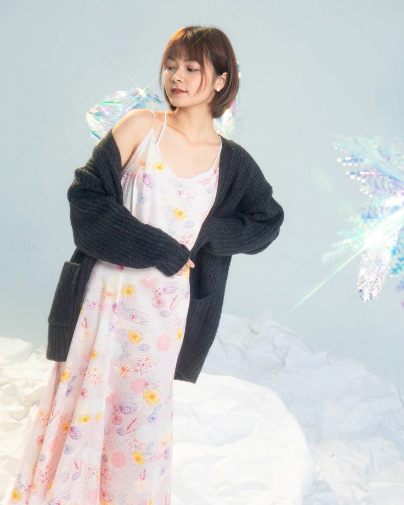 【波丽印花】浮夸鱼尾裙 细肩带洋装 长裙 京都 绚天香 - 洋装/连衣裙 - 棉．麻 