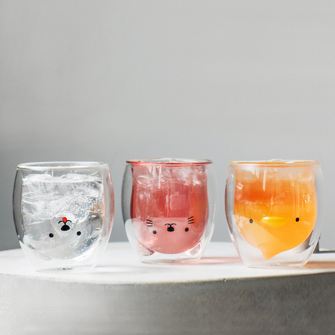 好玻家族 动物三款组 - 咖啡杯/马克杯 - 玻璃 透明