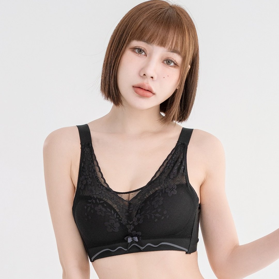 Pink Lady 无钢圈 BC罩杯 清纯秘恋 均匀薄衬 柔滑侧背片包覆内衣 - 女士内衣裤 - 尼龙 黑色