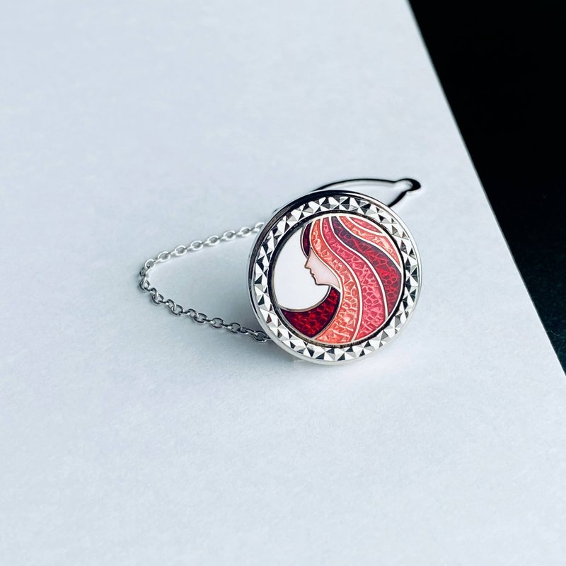 Profile [Ruby Ruby] Cloisonne Tie Tack Lapel Pin Red Copper Metal Cloisonne - 领带/领带夹 - 其他材质 红色