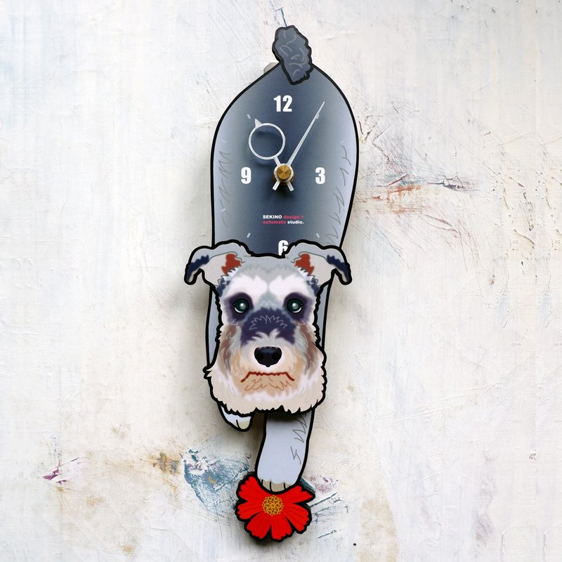 D-96 雪纳瑞 - 动物造型钟摆钟 - 时钟/闹钟 - 木头 