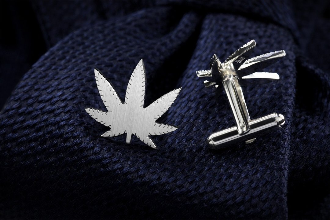 叶袖扣 - 银色袖扣 - 自定义袖扣 - 自然袖扣 - 袖扣钉字母 - 袖扣 - 纯银 银色