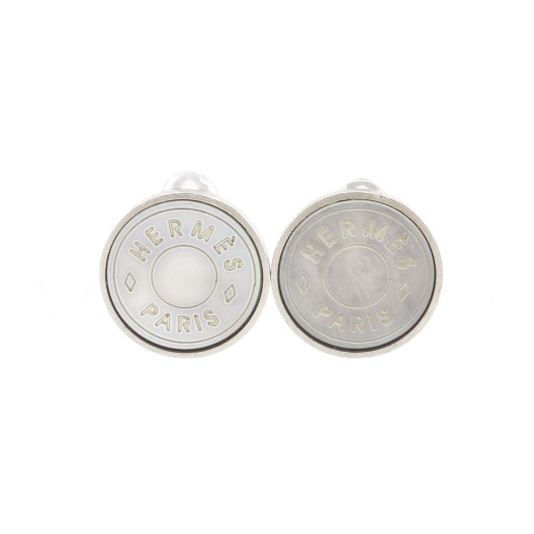 【日本直送】爱马仕 HERMES SÉP 耳环 BIJOUTERIE FANTAISIE 古董 金属 x 贝壳 银色 约 11.6g【二手】 - 耳环/耳夹 - 其他金属 银色