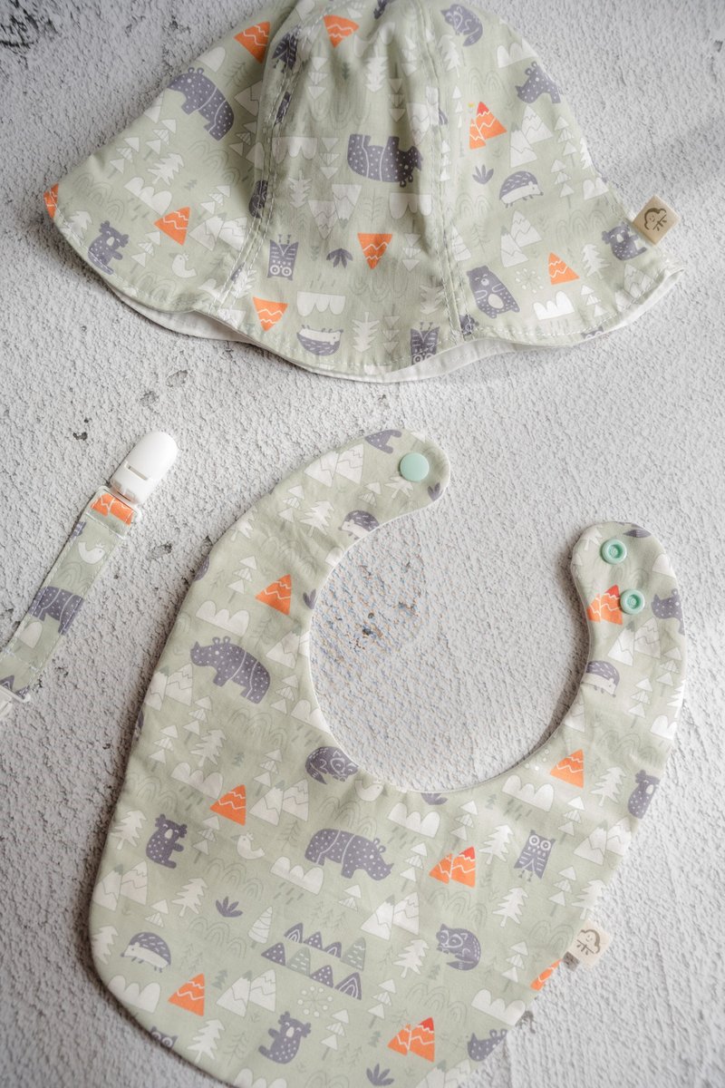 动物营地 弥月礼盒组 - 满月礼盒 - 棉．麻 绿色