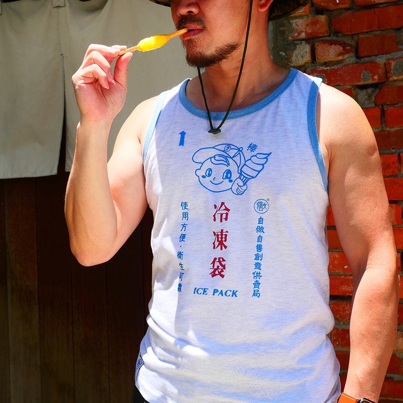 复古背心 吊嘎 /冷冻袋-(2022春夏限量) 男女同款 - 男装背心 - 棉．麻 