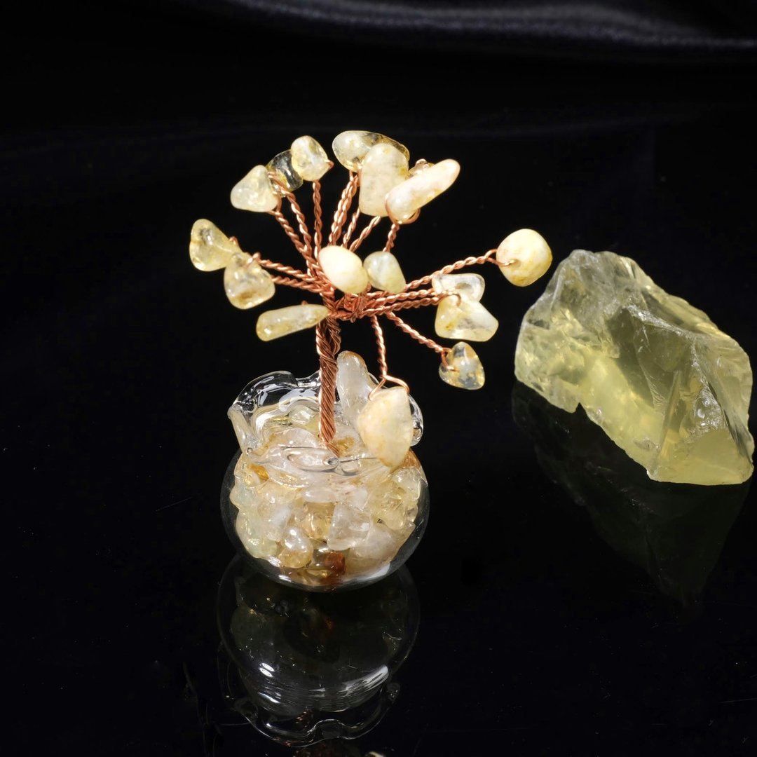 【Make a wish】黄水晶开运招财许愿水晶树 过年发财树水晶摆件 - 摆饰 - 水晶 黄色