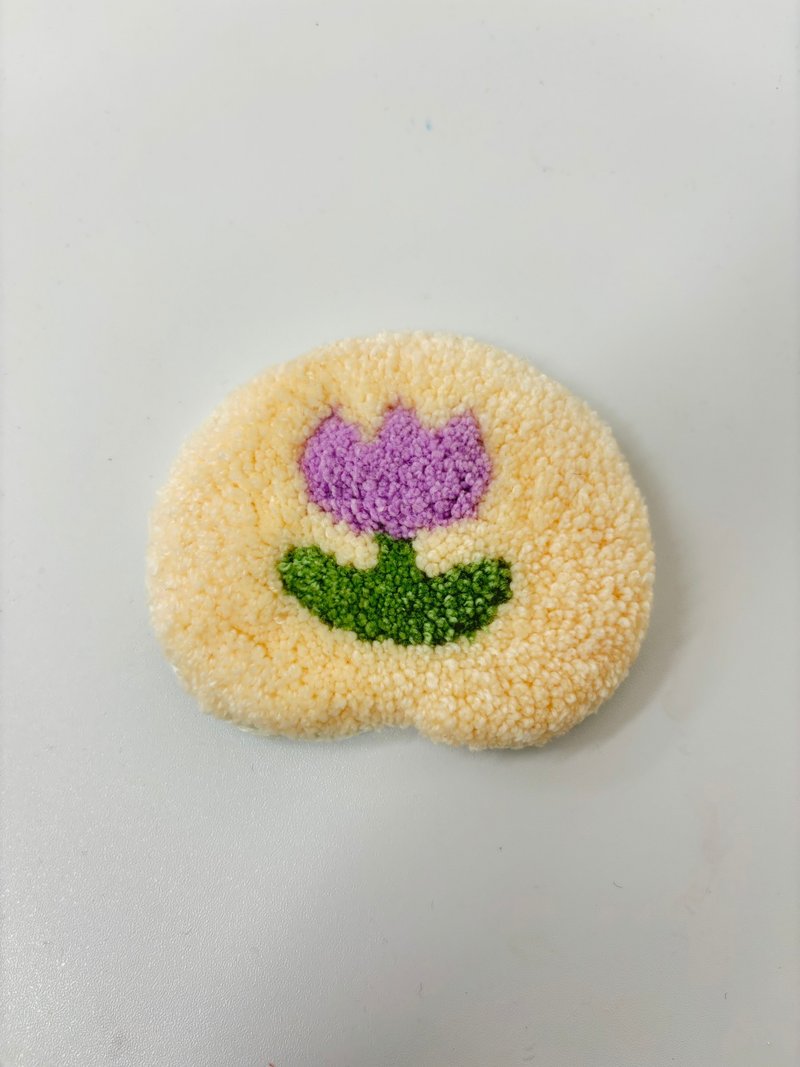 【毛神神】俄罗斯戳戳绣 花花 杯垫/吊饰 - 吊饰 - 羊毛 橘色