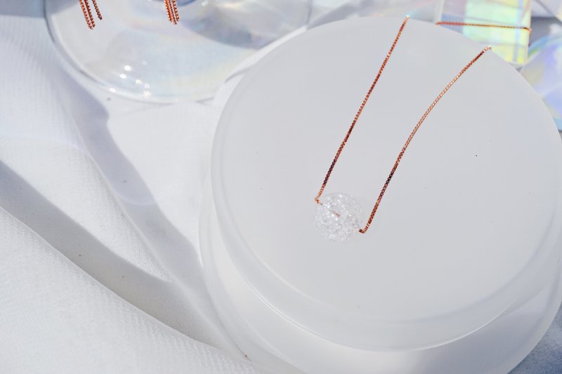 白水晶925玫瑰金镀纯银项链 - 项链 - 其他金属 银色